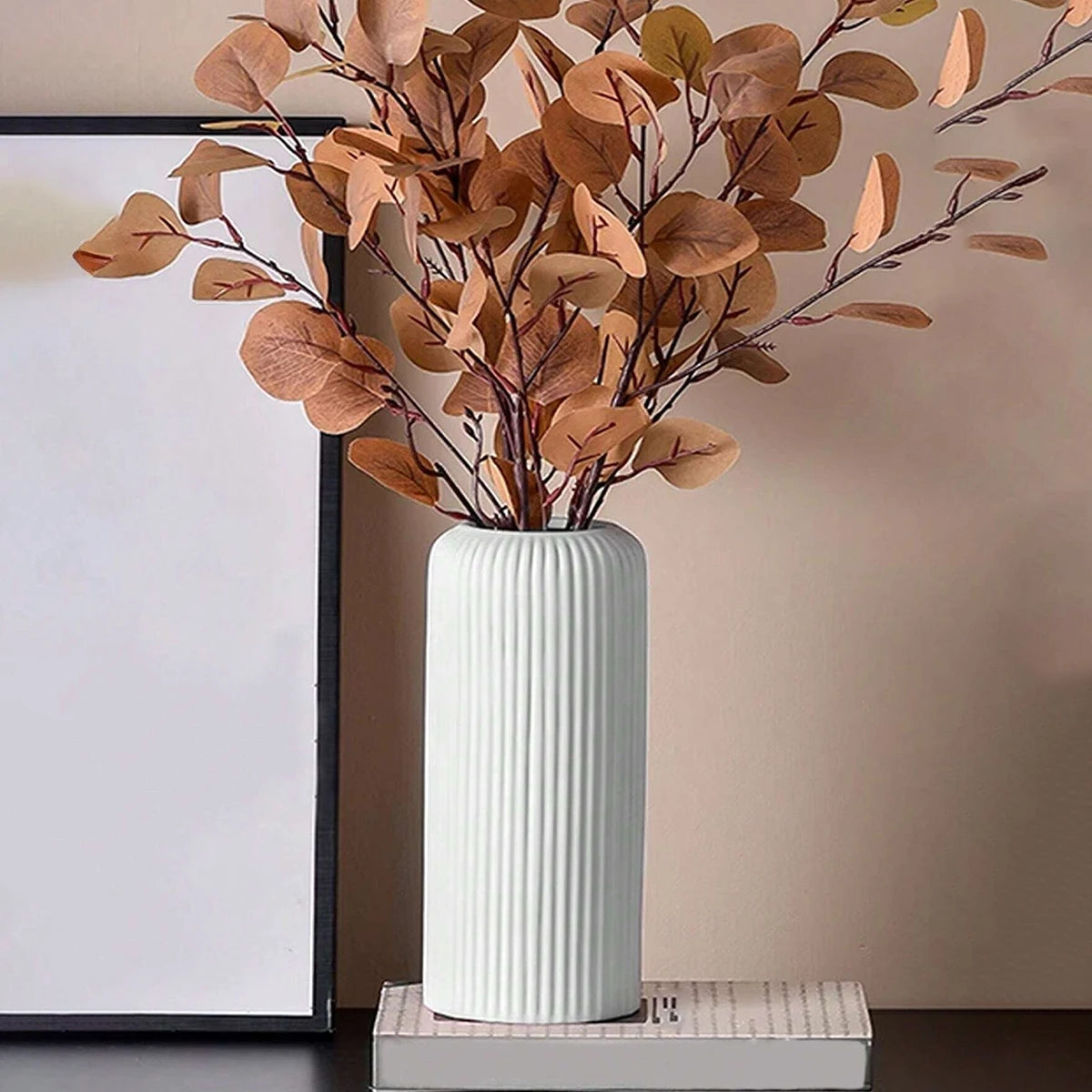 Striped Ceramic Look Vase