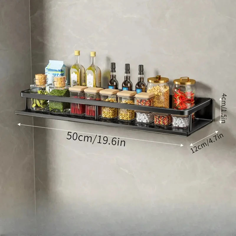 Black Wall-mounted Kitchen Shelves