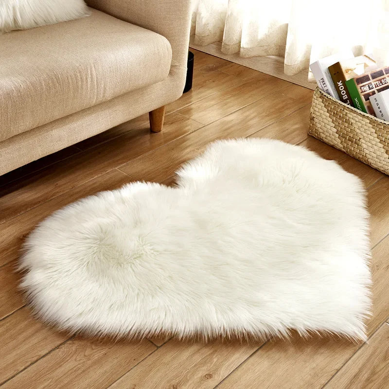 Heart Shaped Fluffy Rug