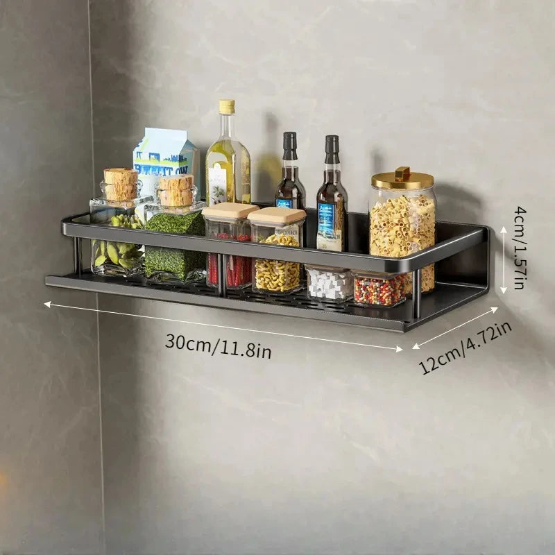 Black Wall-mounted Kitchen Shelves