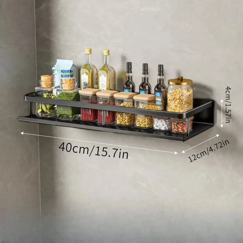 Black Wall-mounted Kitchen Shelves