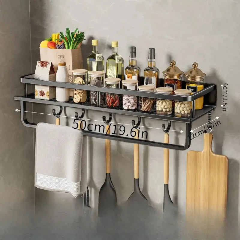 Black Wall-mounted Kitchen Shelves