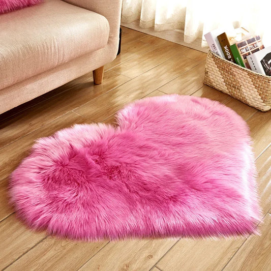 Heart Shaped Fluffy Rug