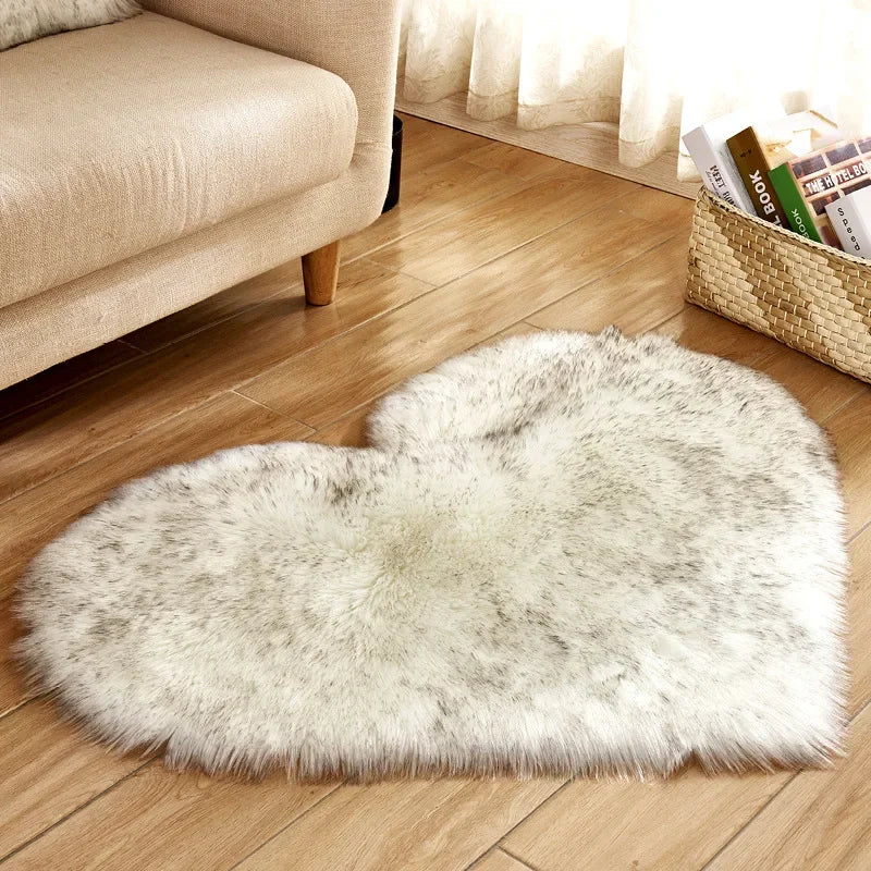 Heart Shaped Fluffy Rug