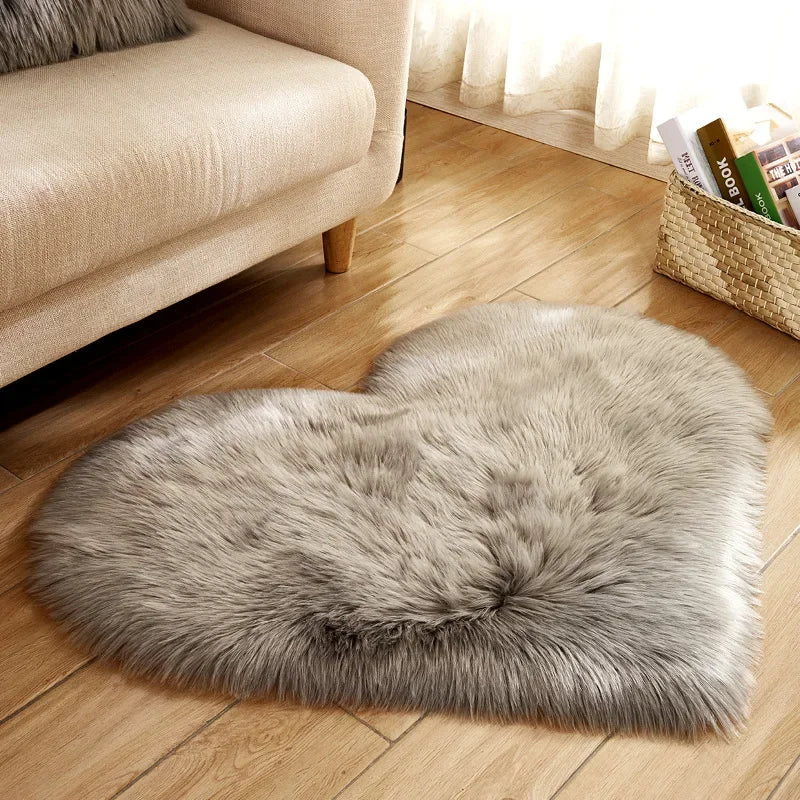 Heart Shaped Fluffy Rug