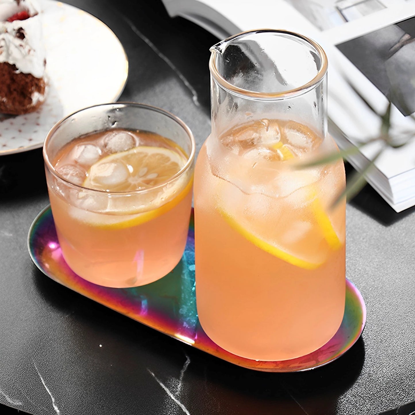 Elegant Glass Carafe Set with Cup