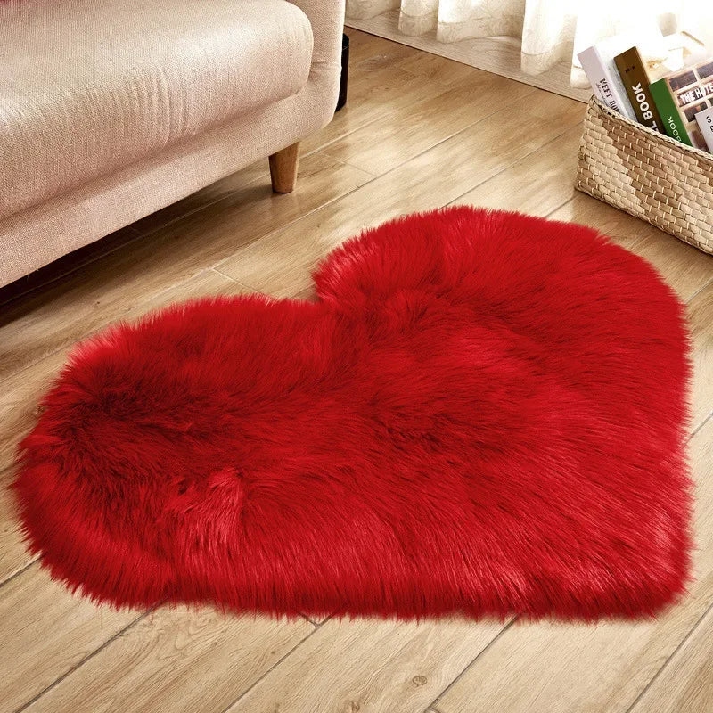 Heart Shaped Fluffy Rug