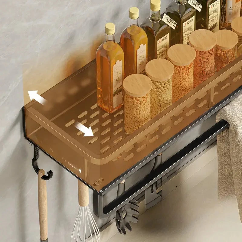Black Wall-mounted Kitchen Shelves