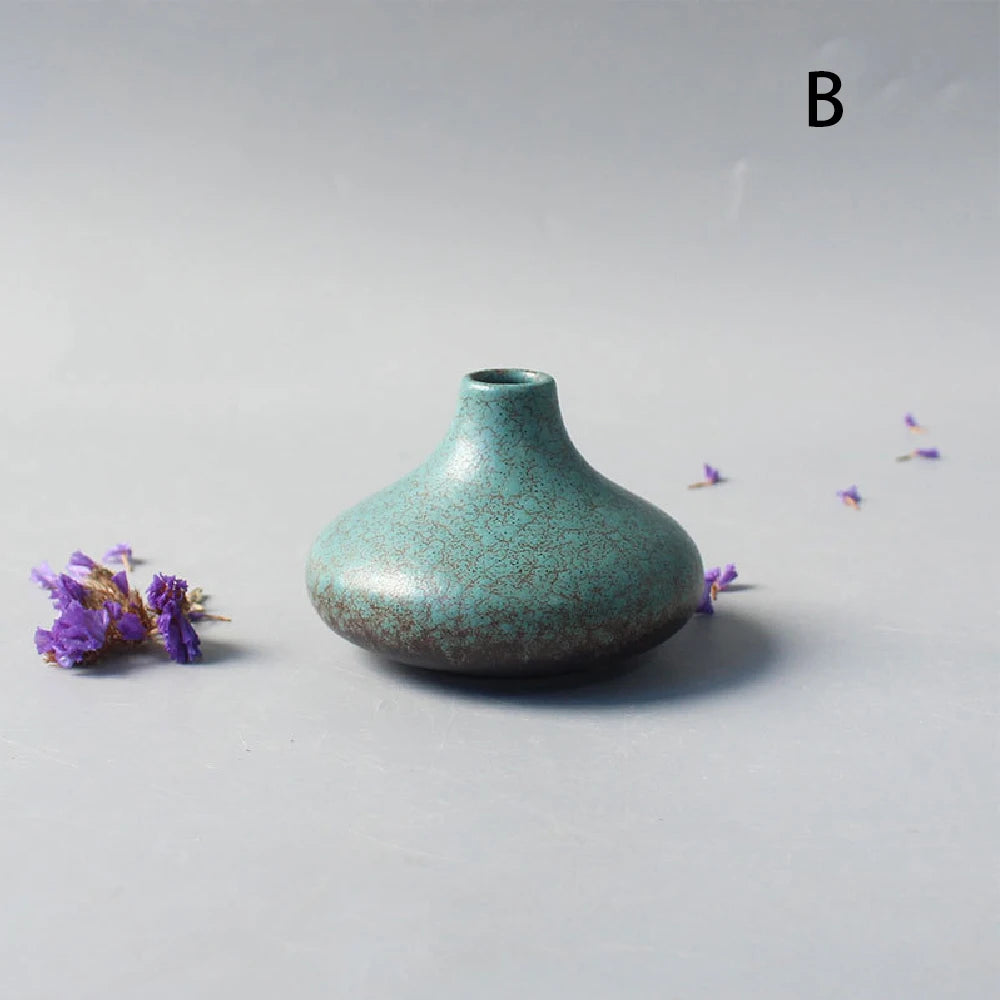 Japanese Black Ceramic Vase for Decor