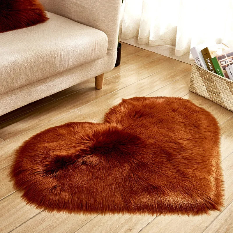 Heart Shaped Fluffy Rug