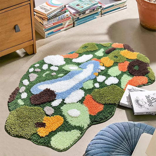 Luxury Irregular Moss Tufted Area Rug