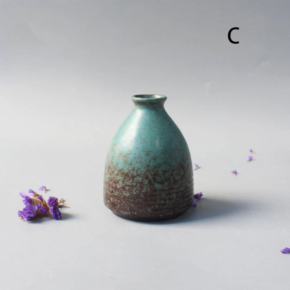 Japanese Black Ceramic Vase for Decor