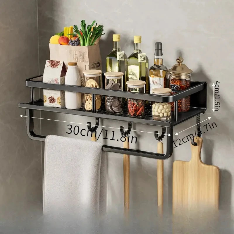 Black Wall-mounted Kitchen Shelves