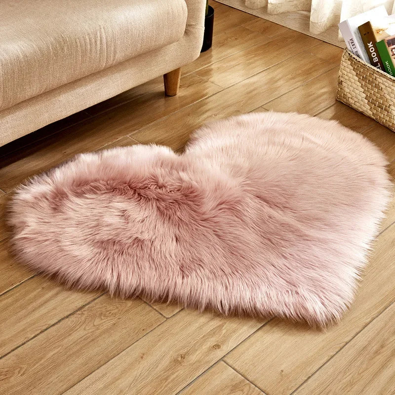 Heart Shaped Fluffy Rug
