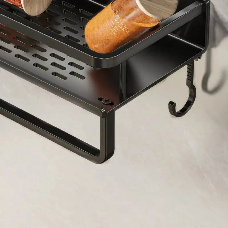 Black Wall-mounted Kitchen Shelves